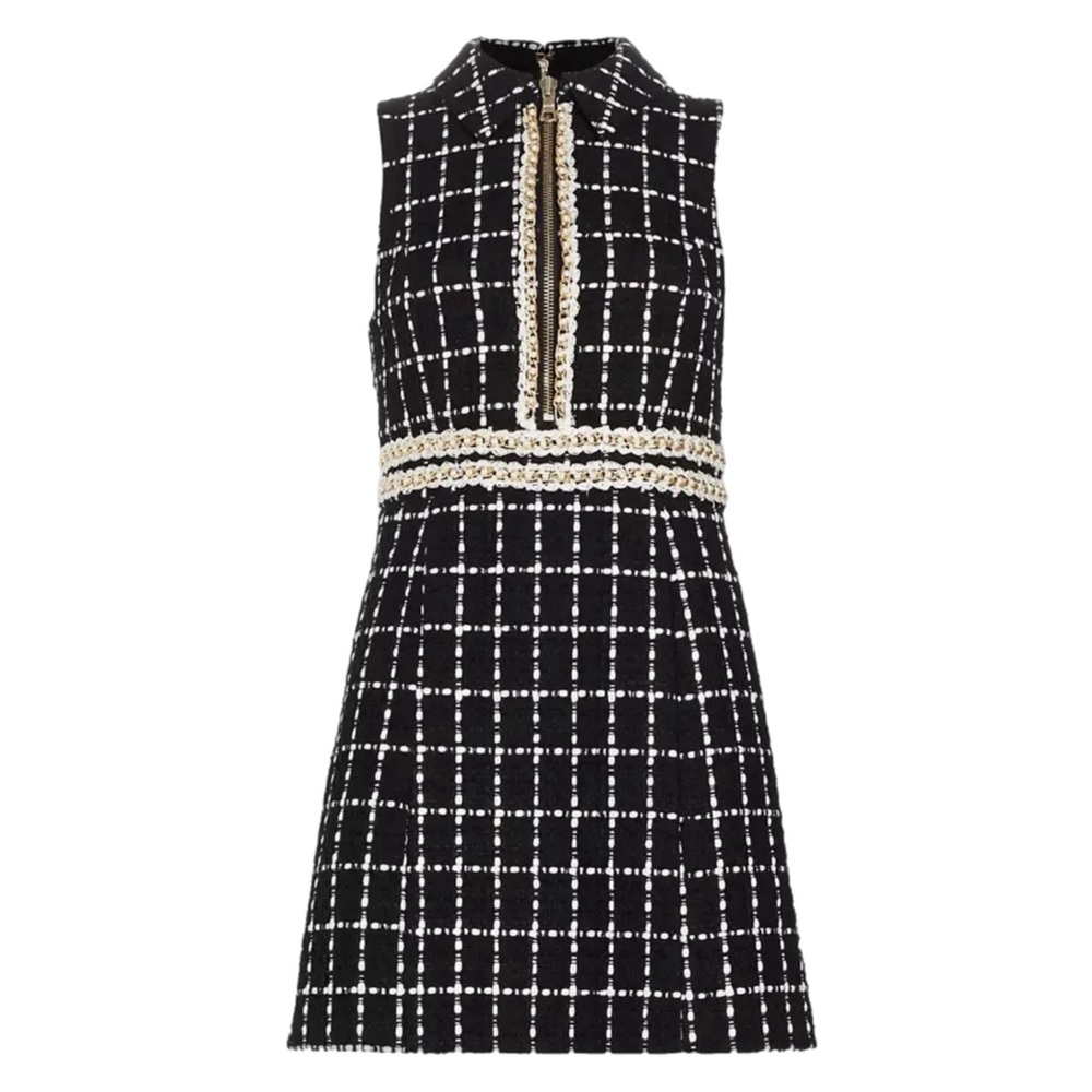 Alice & Olivia Women's 'Ellis Pearl embellished threaded Check Minidres